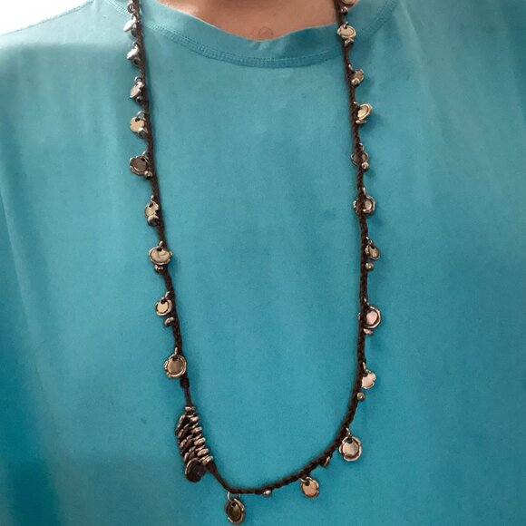 NWT Uno de 50 Long Multi Dangle Charms leather Silver plated long BOHO Necklace - Picture 9 of 12